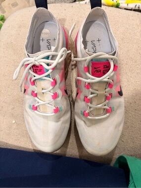 Nike White Sneakers with Pink and Aqua Accents